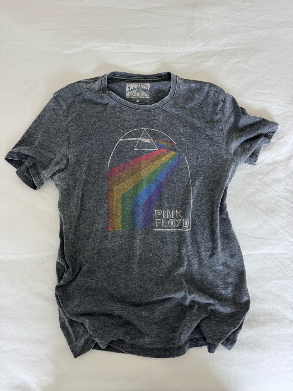 Lucky Brand Pink Floyd Tee - Charcoal Gray with White Print